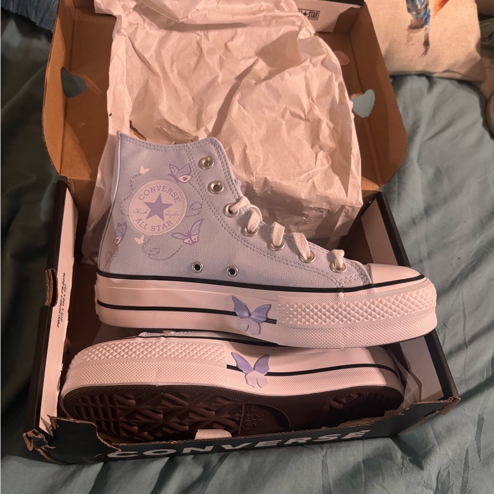 Converse Chuck Taylor All Star High Top Sneakers in Light Lavender and White